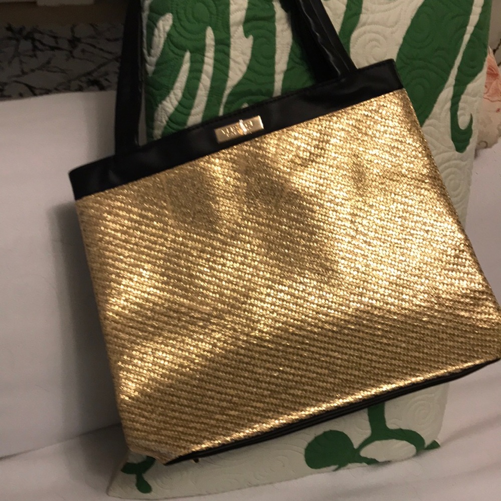 Gold Versace Parfumerie Oversized Shopping Tote with Dust Bag